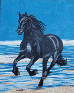 Black Horse Mosaic wall art marble mosaic mural tile luxury marble tile for indoor and outdoor