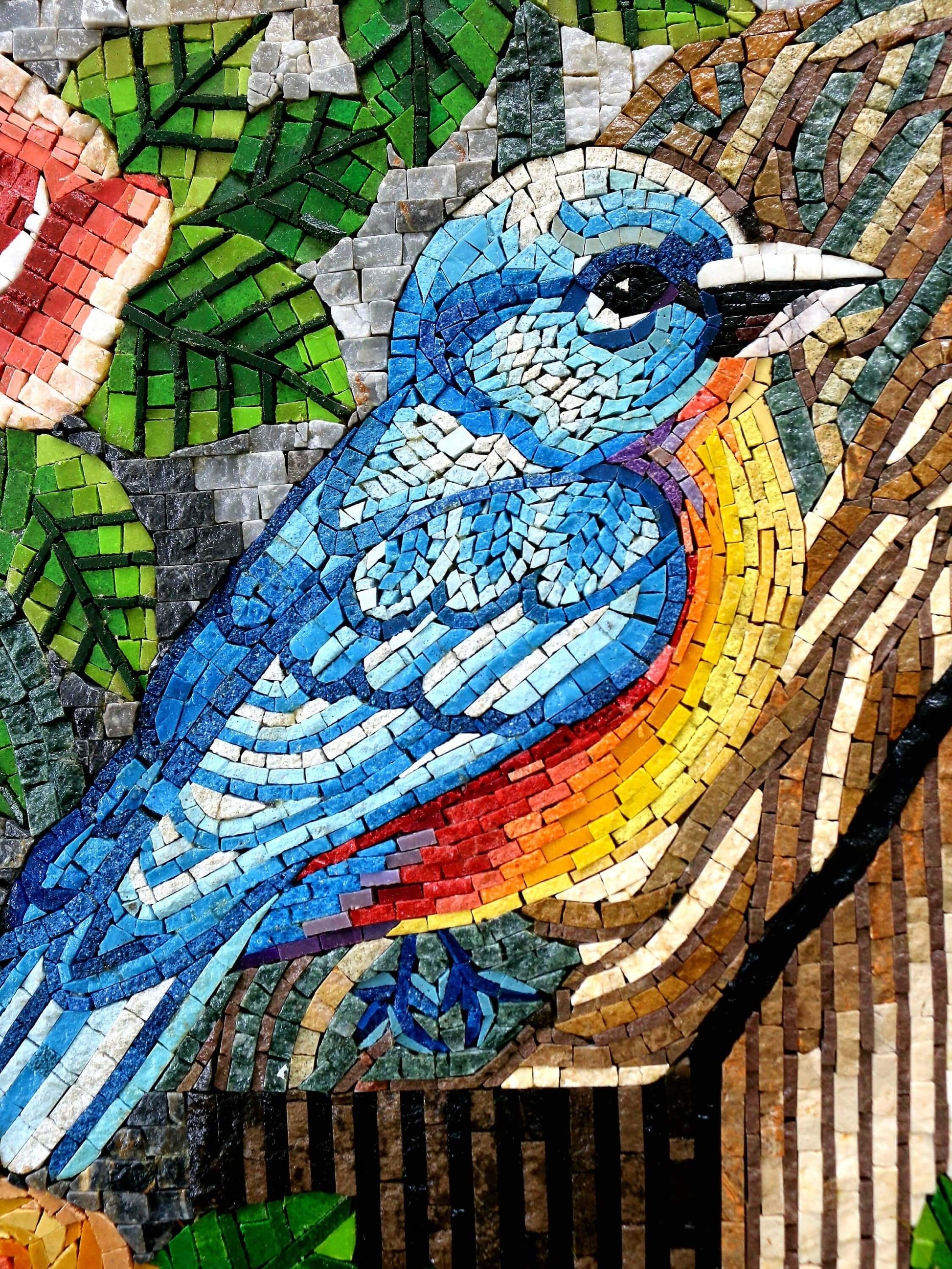 Birds mosaic wall art handmade colourful mosaic art birds marble tile