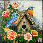 Birds mosaic wall art handmade colourful mosaic art birds marble tile