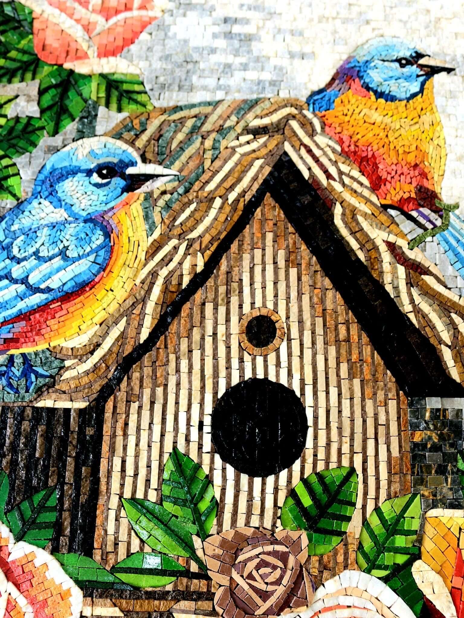 Birds mosaic wall art handmade colourful mosaic art birds marble tile