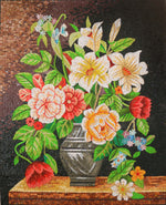 Flower mosaic wall art handmade mosaic floral mural