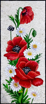 Flower mosaic wall art handmade mosaic floral mural