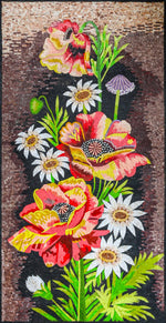 Flower mosaic wall art handmade mosaic floral mural