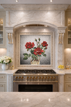 Rose Marble Mosaic Tile – Luxury Kitchen Backsplash & Floral Wall Art Panel
