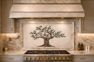 Kitchen Backsplash | Olive Tree Marble Mosaic Tile