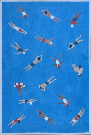 Swimmers Marble Mosaic Bathroom Tiles