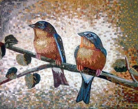 Birds Mosaic Wall Art | Luxury Marble Tiles