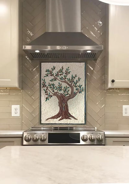 Olive Tree  Mosaic wall Art kitchen backsplash Marble Mosaic Tile