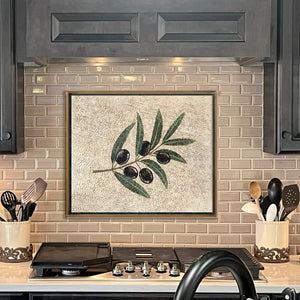 Olive Branch Marble Mosaic Backsplash – Handmade Luxury Kitchen Tile