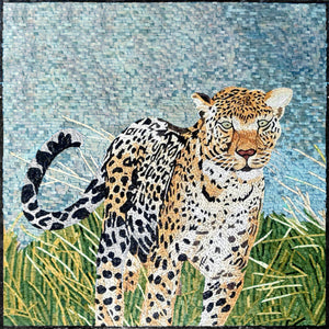 Leopard Portrait Marble Mosaic Wall Art  Handcrafted Leopard wall decor