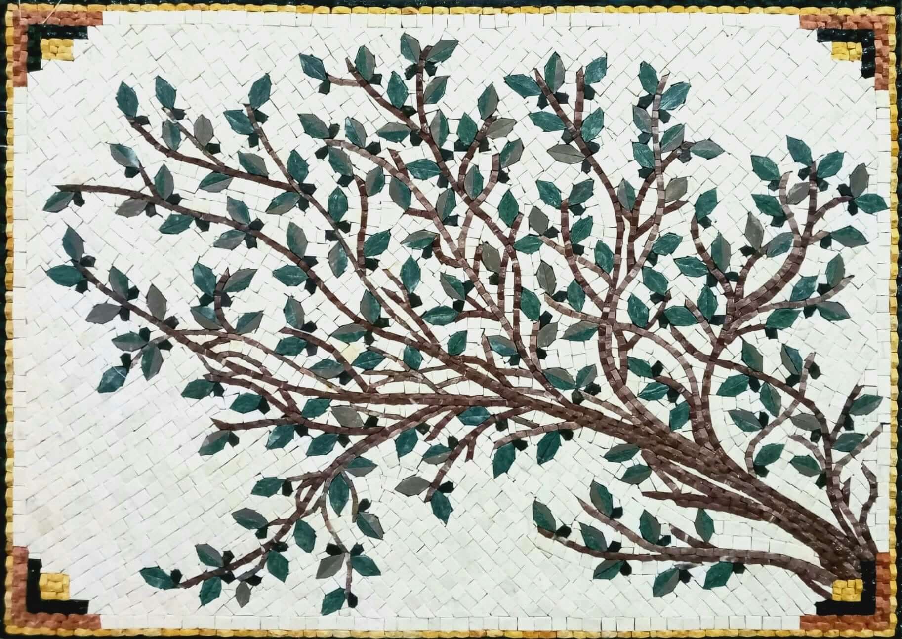 Kitchen Backsplash | Olive Tree Branches with Leaves Mosaic Tile