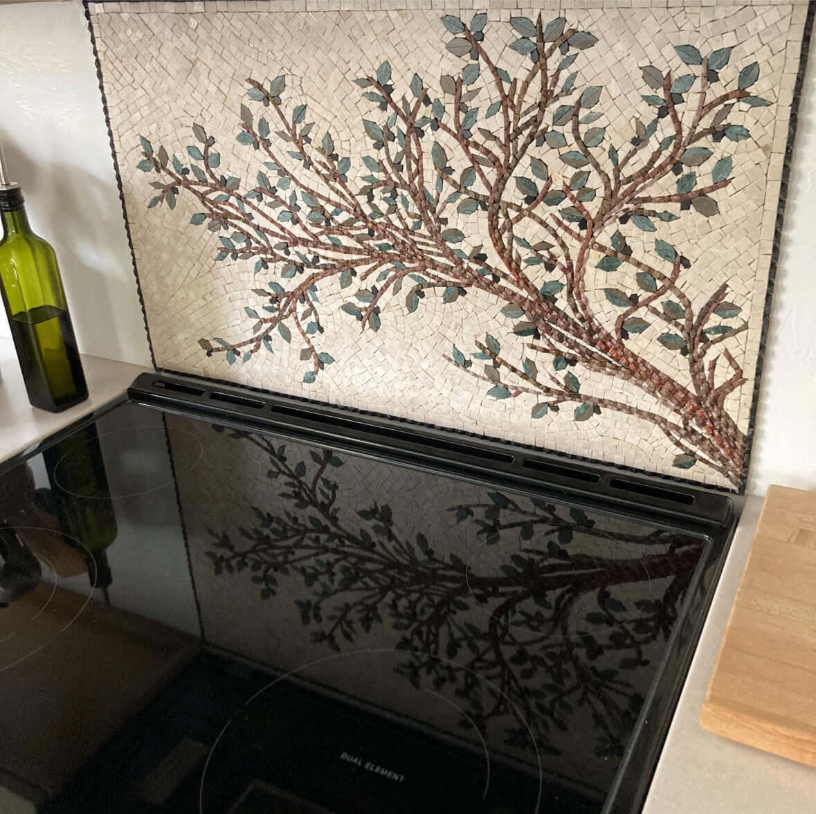 Kitchen Backsplash | Olive Tree Branches and Leaves Marble Mosaic Tile