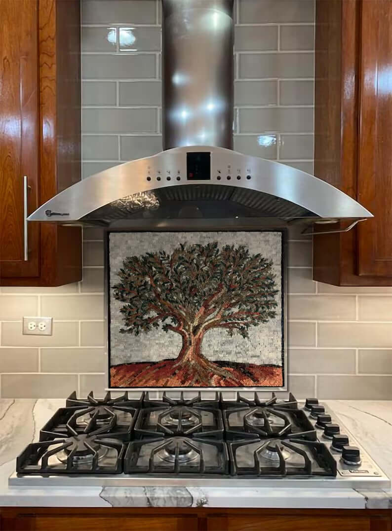 Kitchen Backsplash Tree of life  | Marble Mosaic Tile