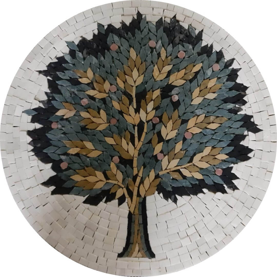 Tree of Life Mosaic Kitchen Backsplash | Marble Tile Art