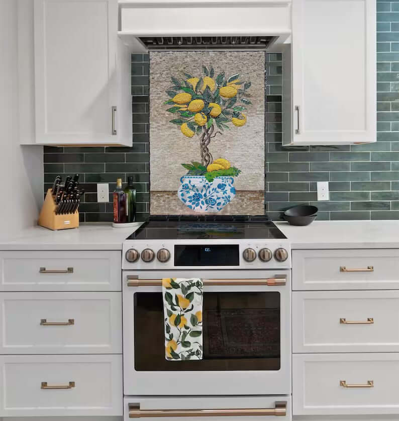 Mosaic kitchen backsplash | Lemon Tree Marble kitchen Tile