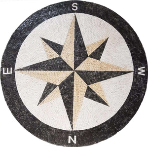 Compass mosaic floor tile handmade marble mosaic tile