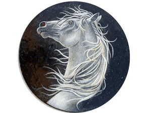 Portrait of white Horse Mosaic wall art  Handmade Mosaic floor tile