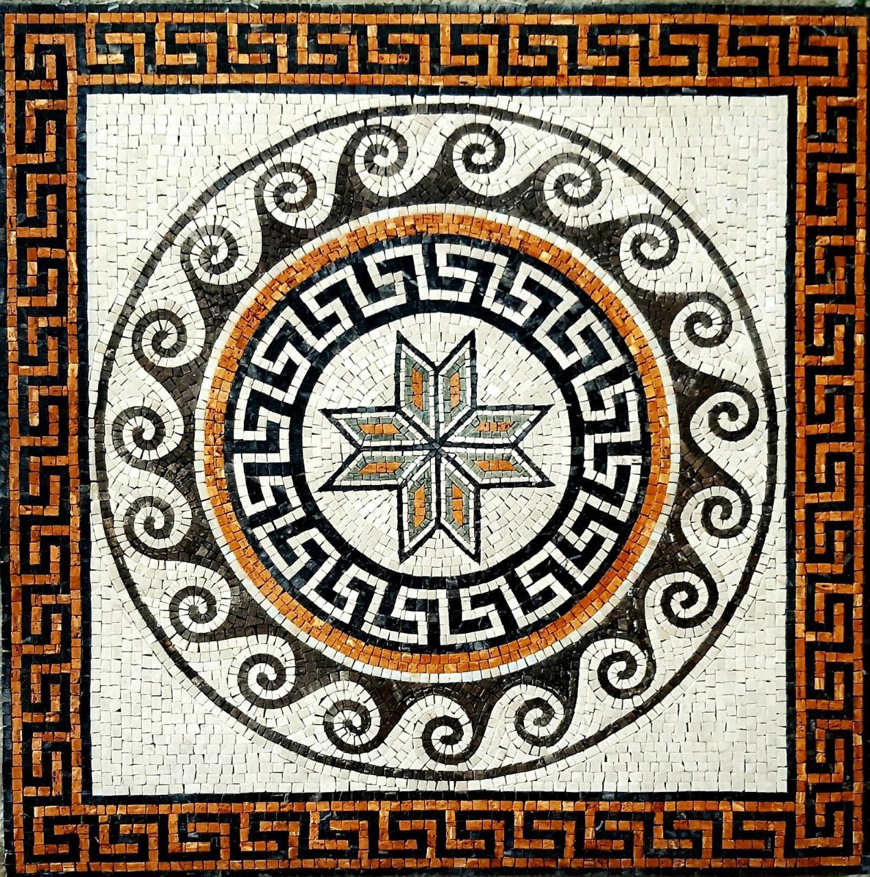 Square Handmade Roman Style Marble Mosaic Floor Tile