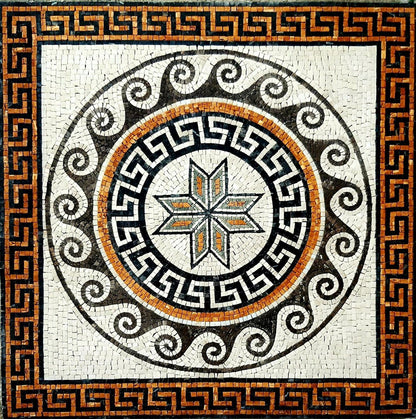 Square Handmade Roman Style Marble Mosaic Floor Tile