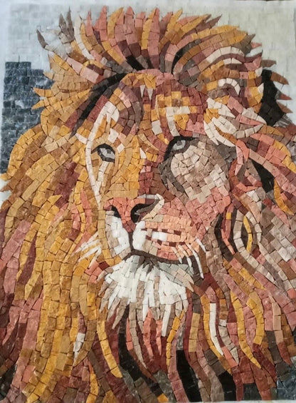 Lion Marble Mosaic Wall Art  Modern Wall Hanging  Handcrafted Home Decor