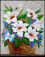 Flower mosaic wall art handmade mosaic floral mural 