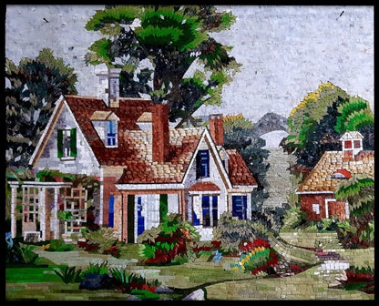 Landscape colourful Mosaic wall Art handmade marble mosaic tile