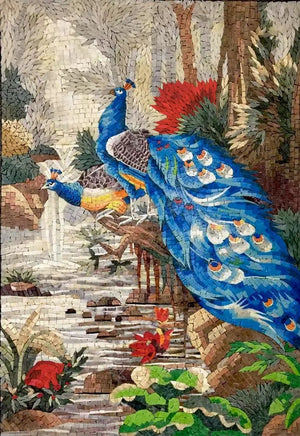 Mosaic art Peacocks  Mosaic Wall Art handmade marble mosaic tile