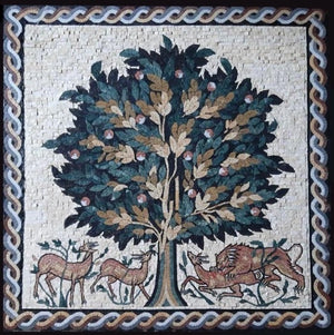 Tree of life Mosaic wall Art kitchen backsplash handcrafted Marble Mosaic Tile