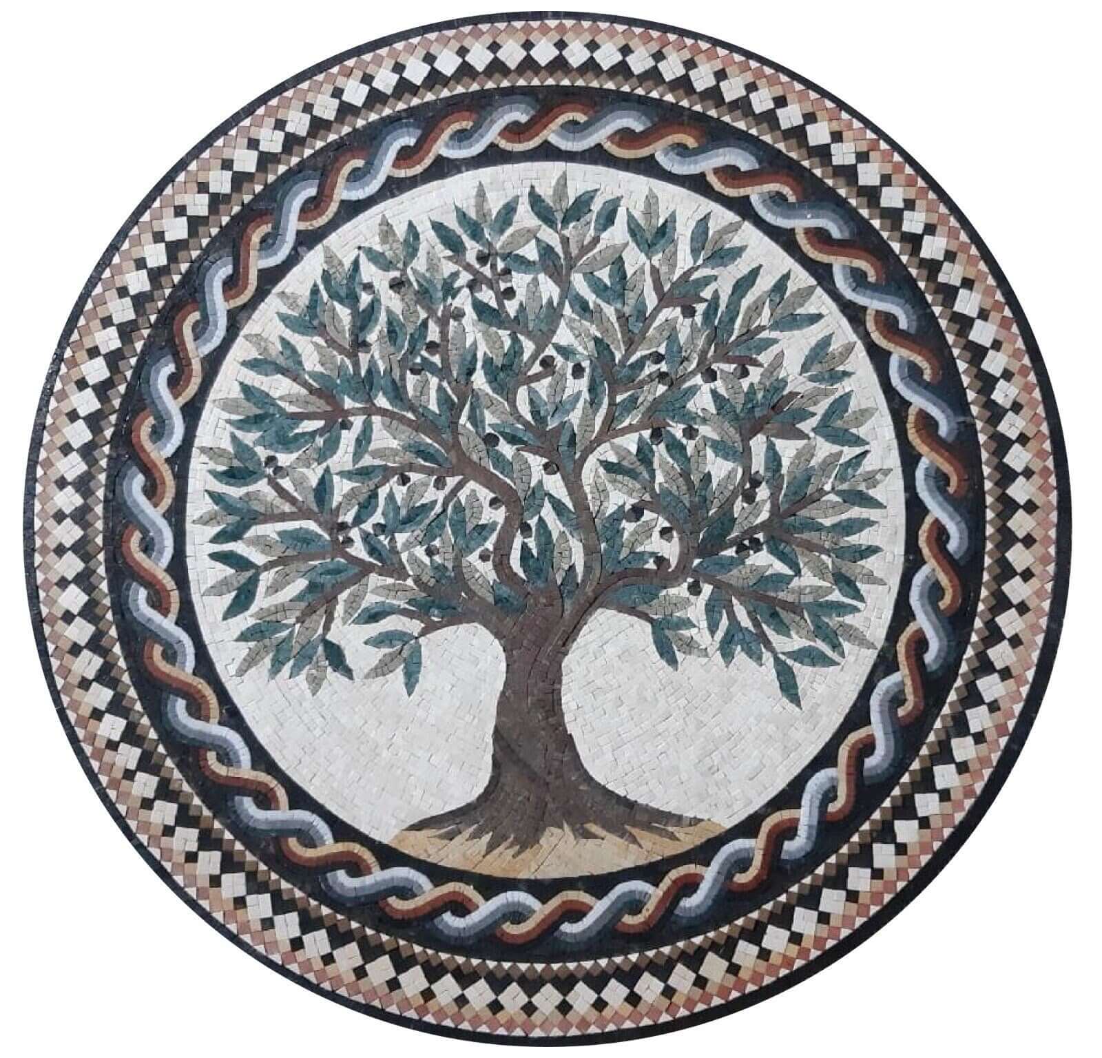 Mosaic Kitchen Backsplash | Round Tree of Life Marble Tile
