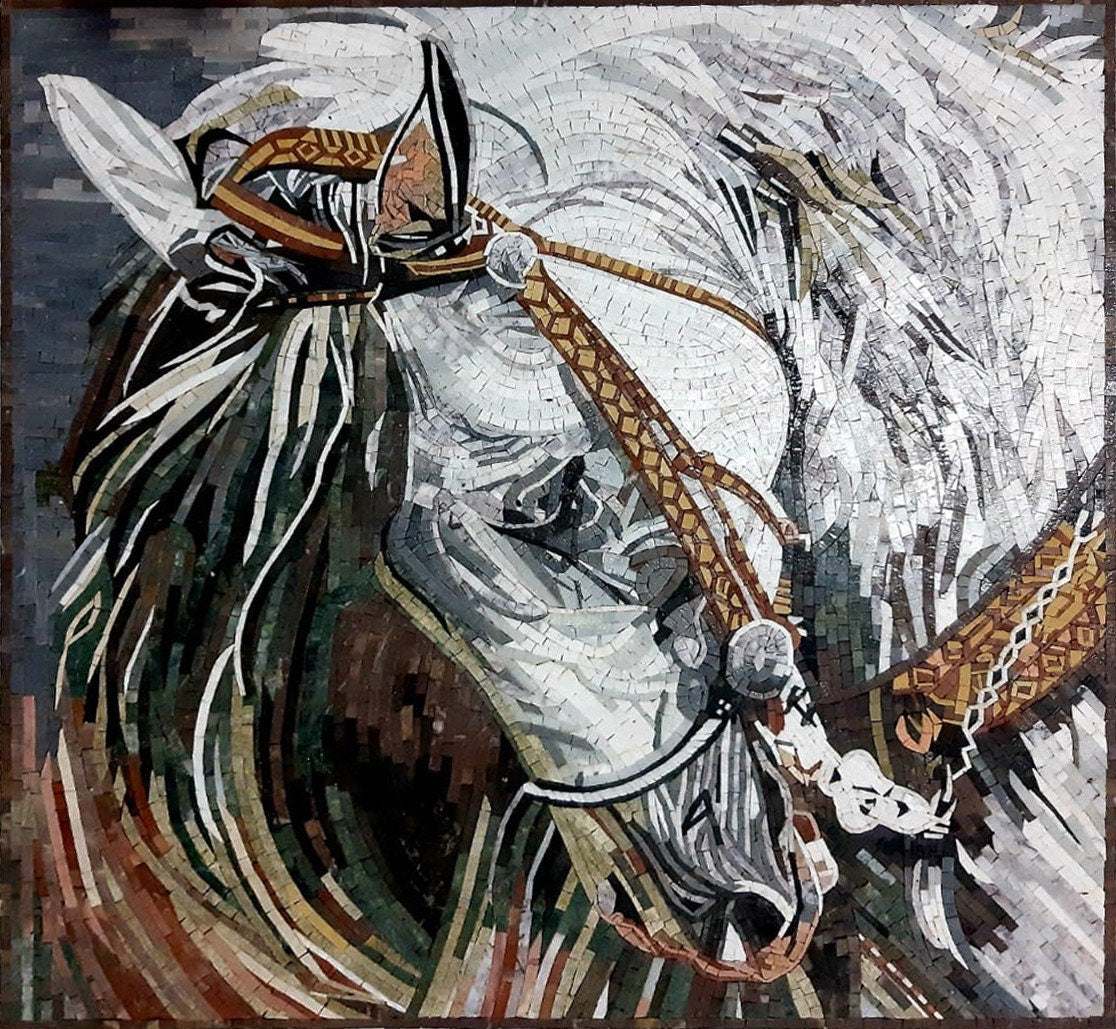 White Horse Mosaic Wall Art Handmade Mosaic Murals