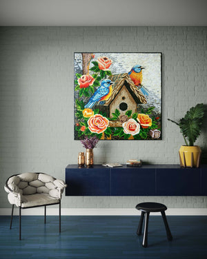 Birds mosaic wall art handmade colourful mosaic art birds marble tile