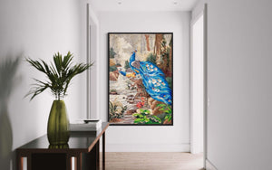 Peacock mosaic wall art handmade Marble mosaic tile mural backsplash
