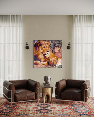 Lions Mosaic wall Art Marble Mosaic Murals