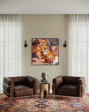 Two Lions Mosaic wall Art Marble Mosaic Murals