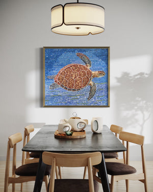 Turtle Mosaic Wall Art - Handmade Marble Murals