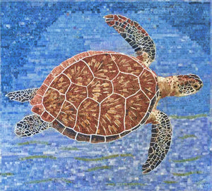 Turtle Mosaic Wall Art - Handmade Marble Murals