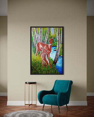 Handmade Deer Marble Mosaic Wall Art