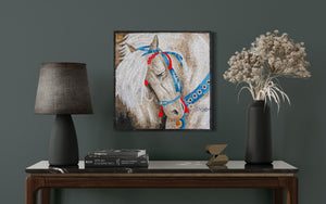 White Horse  Wall Art  Handmade Mosaic Art marble Murals