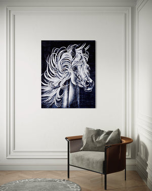 Handmade Horse Portrait Marble Mosaic: Stunning Wall Tile for Indoor and Outdoor Spaces