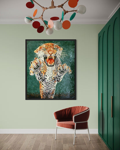 Tiger Portrait Marble Mosaic Wall Art  Handcrafted wild tiger mosaic art