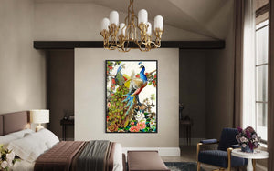 Peacock mosaic wall art handmade Marble mosaic tile mural backsplash