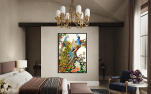 Handcrafted Peacocks Mosaic wall Art Marble Mosaic Murals