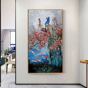 Peacock mosaic wall art handmade Marble mosaic tile mural backsplash