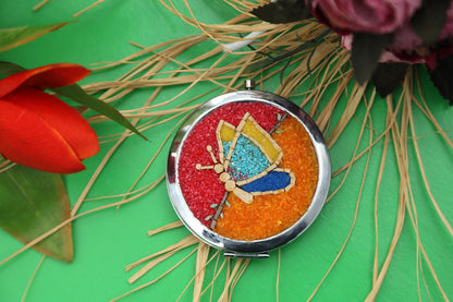 Butterfly micro mosaic Makeup mirror , luxury Gift for her , Handmade hand Mirror