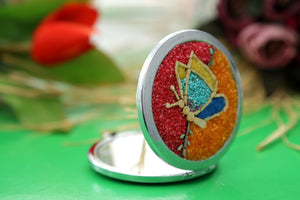 Butterfly micro mosaic Makeup mirror , luxury Gift for her , Handmade hand Mirror