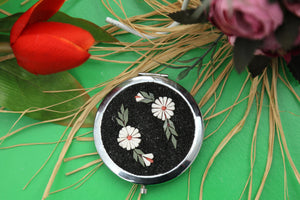 Daisy flowers micro mosaic Makeup mirror , luxury Gift for her , Handmade hand Mirror