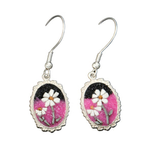 Daisy Flower Micro Mosaic Marble Earrings | White Flower Mosaic Marble Earrings For Girlfriend