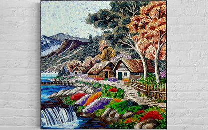 Landscape colourful Mosaic wall Art handmade marble mosaic tile