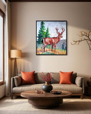 Deer  Mosaic Wall Art - Deer Art marble Mosaic mural