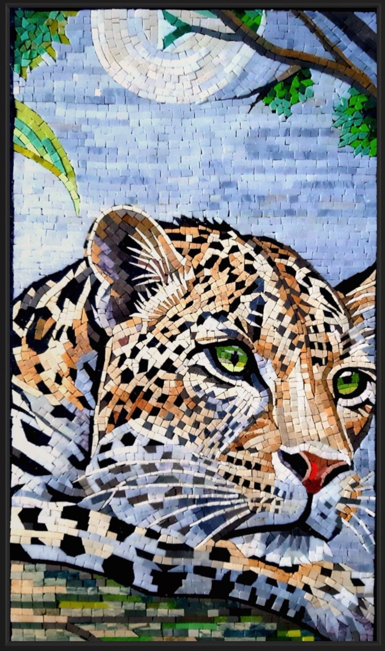 Leopard Portrait Marble Mosaic Wall Art  Handcrafted Leopard wall decor